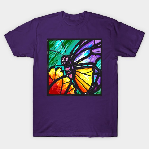 Stained Glass Butterfly T-Shirt by ElephantShoe